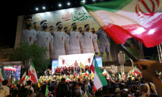 Cérémonie d'adieu en l'honneur des footballeurs iraniens, à Téhéran, le 13 mai 2026 ( AFP / ATTA KENARE )