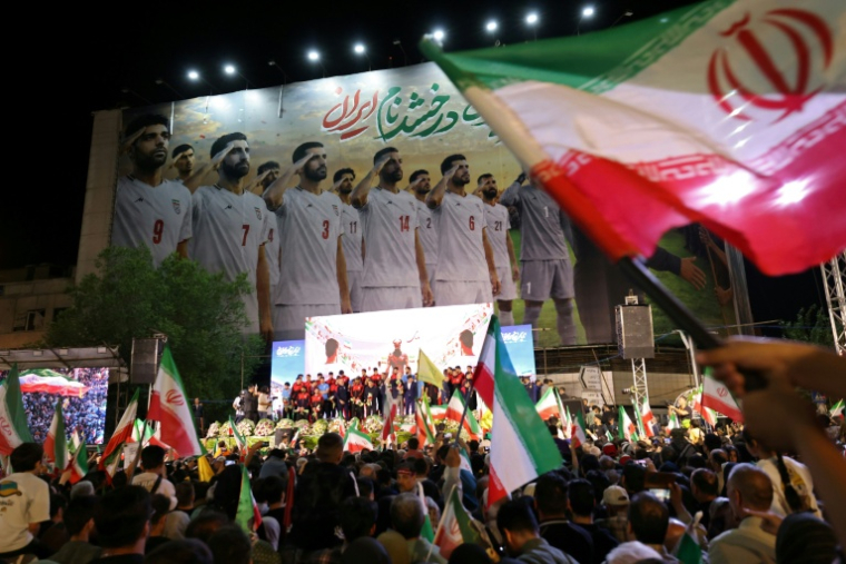 Cérémonie d'adieu en l'honneur des footballeurs iraniens, à Téhéran, le 13 mai 2026 ( AFP / ATTA KENARE )