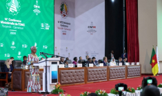 La directrice générale de l'Organisation mondiale du commerce (OMC), Ngozi Okonjo-Iweala, lors de la conférence ministérielle de l'OMC à Yaoundé, le 26 mars 2026 au Cameroun ( AFP / - )