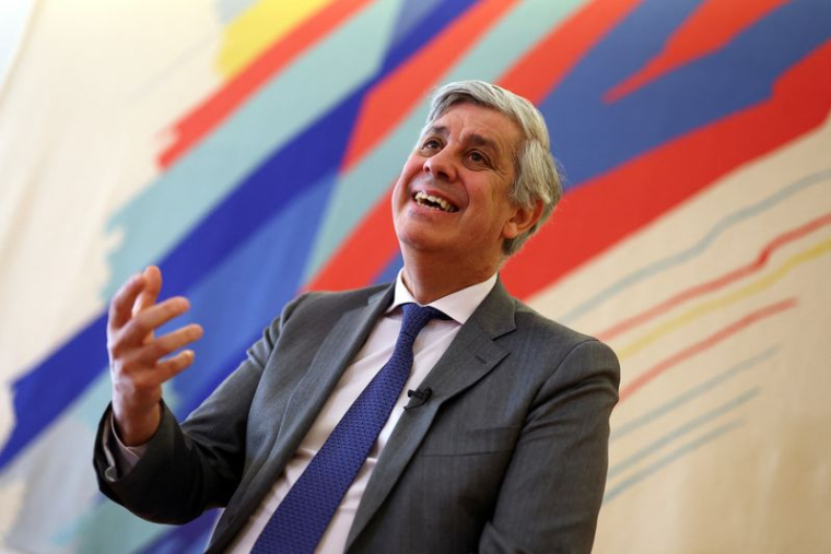 Mario Centeno, membre du conseil des gouverneurs de la BCE, lors d'une interview avec Reuters, à Lisbonne