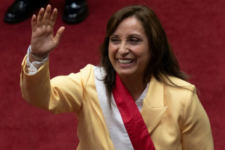 La présidente du Pérou Dina Boluarte, le 7 décembre 2022 à Lima ( AFP / Cris BOURONCLE )