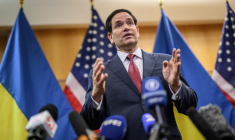 Marco Rubio, à Genève, le 23 novembre 2025 ( AFP / FABRICE COFFRINI )