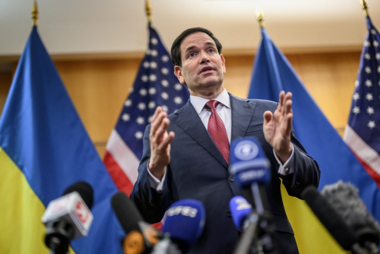 Marco Rubio, à Genève, le 23 novembre 2025 ( AFP / FABRICE COFFRINI )