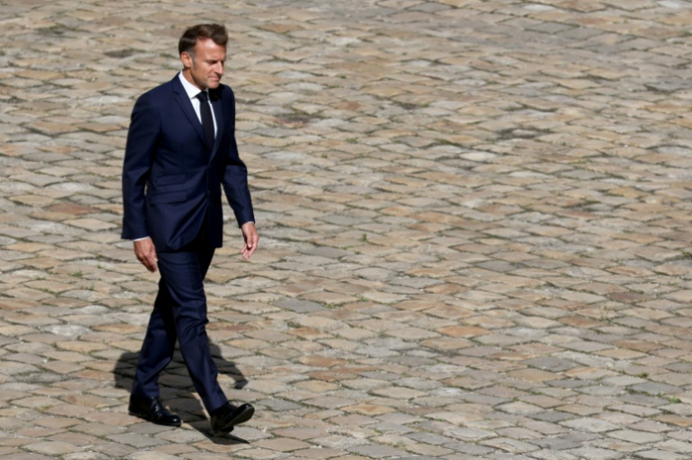 Le président Emmanuel Macron, le 5 septembre 2025 à l'Hôtel des Invalides, à Paris ( AFP / Ludovic MARIN )
