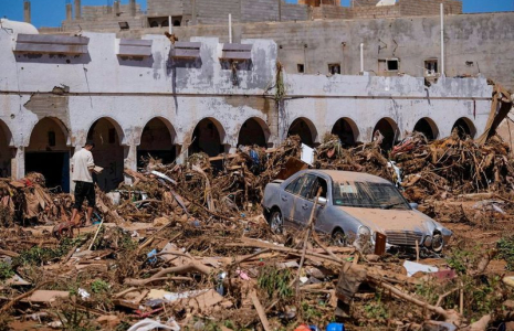 La suite d'une puissante tempête et de fortes pluies à Derna, en Libye