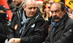 Laurent Berger et Philippe Martinez à Paris, le 11 février 2023. ( AFP / CHRISTOPHE ARCHAMBAULT )