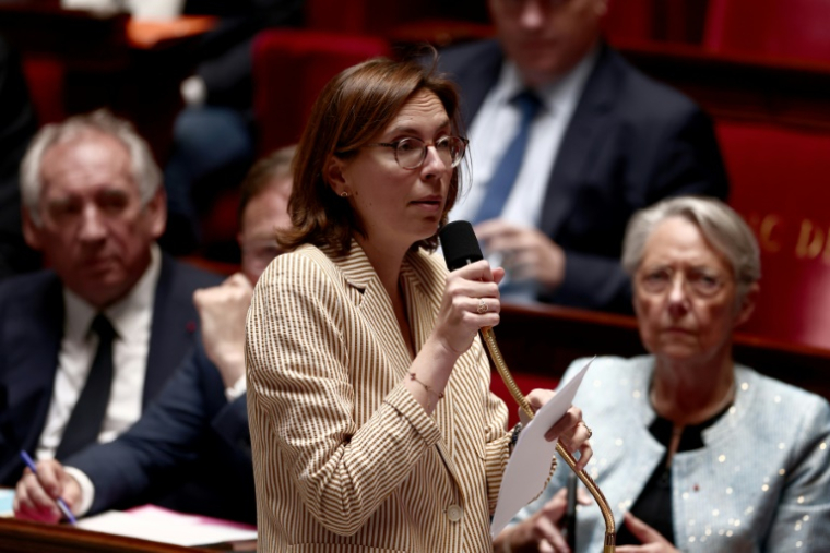 La ministre chargée des Comptes publics, Amélie de Montchalin, lors des questions au gouvernement à l'Assemblée nationale , le 28 mai 2025 à Paris ( AFP / Thibaud MORITZ )
