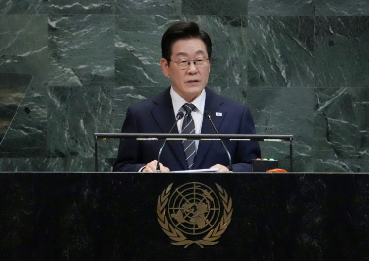 Le président sud-coréen Lee Jae-myung lors de l'Assemblée générale des Nations unies à New York, le 23 septembre 2025 ( AFP / TIMOTHY A. CLARY )