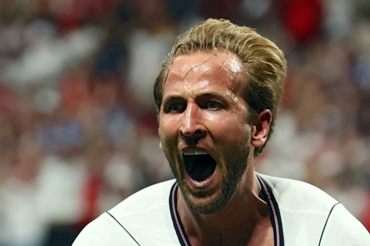 L'attaquant et capitaine anglais Harry Kane après son doublé qui qualifie pour les 8e de finale du Mondial l'Angleterre contre la RD Congo (2-1), le 1er juillet 2026 à Atlanta. ( AFP / Odd ANDERSEN )