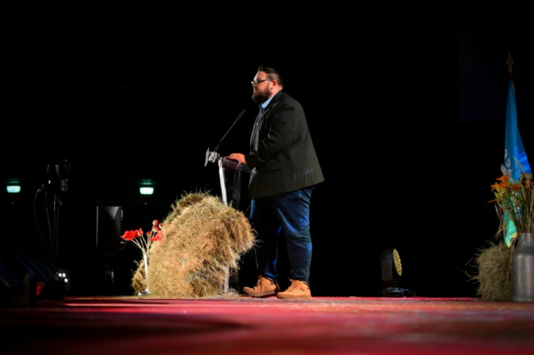 Le nouveau président des Jeunes Agriculteurs (JA), Jocelyn Dubost, au 59e congrès du syndicat agricole, à Bourg-en-Bresse (Ain), le 4 juin 2026 ( AFP / OLIVIER CHASSIGNOLE )
