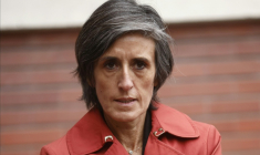 Céline Berthon, la directrice générale de la DGSI, à Saint-Ouen, le 11 mars 2025 ( POOL / Yoan VALAT )