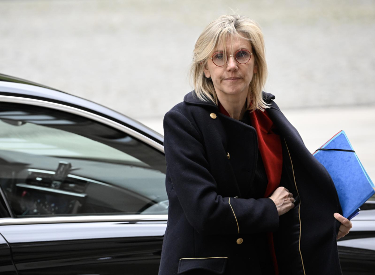 La ministre de la Transition énergétique Agnès Pannier-Runacher, photographiée à Berlin le 2 mai 2023 ( AFP / Tobias SCHWARZ )