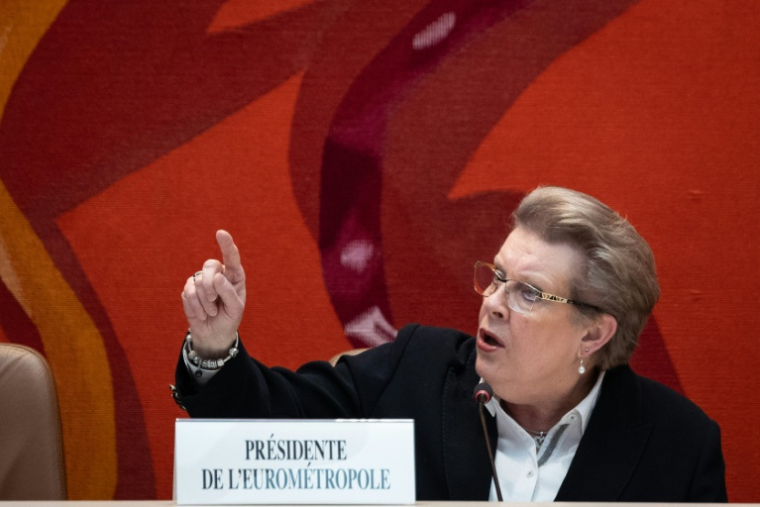 La maire socialiste de Strasbourg, Catherine Trautmann, élue présidente de l'Eurométropole de Strasbourg, le 10 avril 2026 ( AFP / SEBASTIEN BOZON )