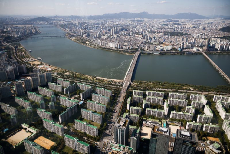 Vue aérienne de Séoul, en Corée du Sud