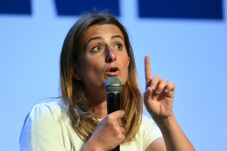 La patronne des Ecologistes Marine Tondelier, le 30 août 2025 à Châteaudun ( AFP / JEAN-FRANCOIS MONIER )