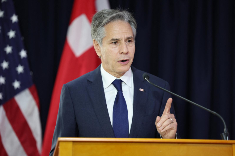 Antony Blinken à Nuku’alofa, capitale des Tonga, ce mercredi 26 juillet. ( POOL / TUPOU VAIPULU )