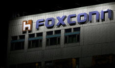 Le logo de Foxconn à l'extérieur du bâtiment de la société à Taipei, à Taiwan