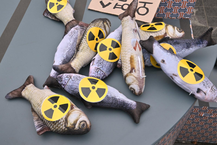 Manifestation contre le rejet en mer de l'eau de Fukushima, à Séoul le 24 août 2023. ( AFP / JUNG YEON-JE )