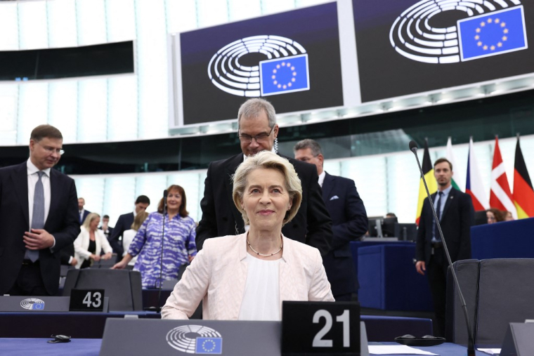 Ursula von der Leyen à Strasbourg, le 18 juillet 2024. ( AFP / FREDERICK FLORIN )