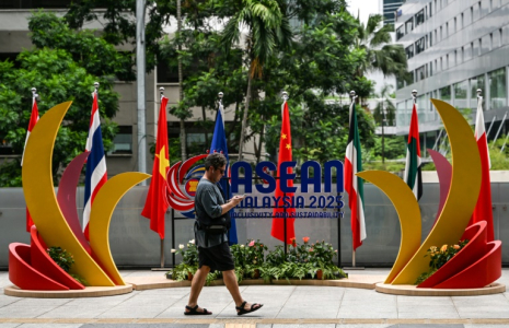 Logo de l'Asean, le 25 mai 2025 à Kuala Lumpur ( AFP / Jam STA ROSA )
