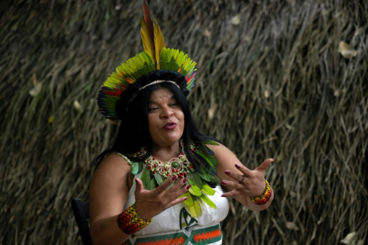 La ministre des Peuples indigènes du Brésil, Sonia Guajajara, à la COP30 à Belém, le 7 novembre 2025 ( AFP / Pablo PORCIUNCULA )