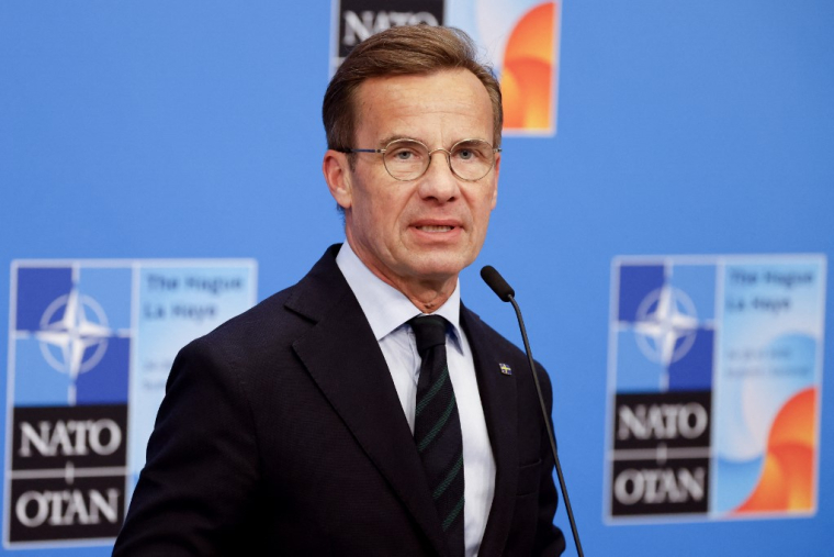 Le Premier ministre suédois Ulf Kristersson à la Haye, le 25 juin 2025. ( POOL / LUDOVIC MARIN )