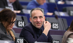 Raphaël Glucksmann le 16 janvier 2024 à Strasbourg. ( AFP / FREDERICK FLORIN )