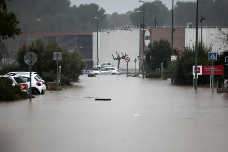 Inondations à Saint-Mitre-les-Remports, près de Marseille, le 20 octobre 2026 dans les Bouches-du-Rhône ( AFP / Thibaud MORITZ )