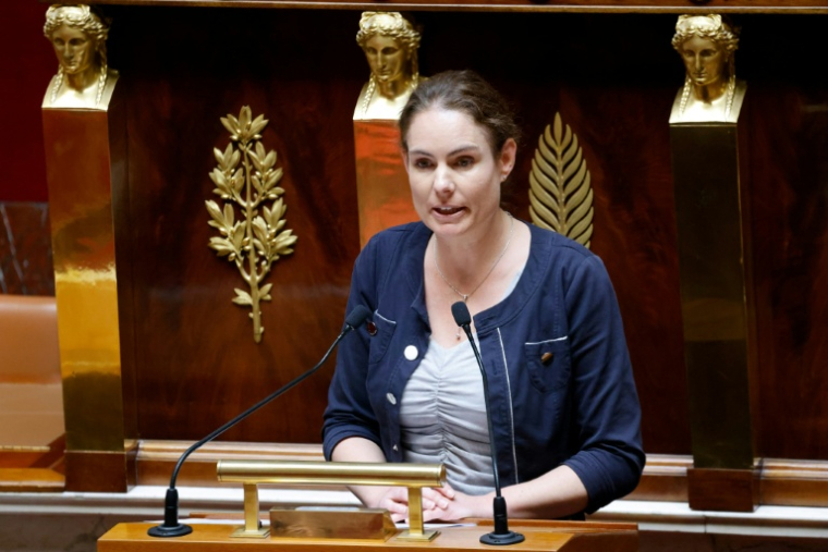 Olga Givernet (Renaissance), le 28 avril 2025 à l'Assemblée nationale à Paris ( AFP / Ludovic MARIN )