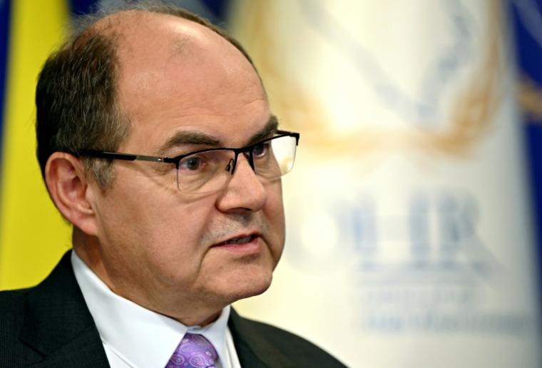 Le Haut représentant international en Bosnie, Christian Schmidt, le 4 mars 2024, à Sarajevo ( AFP / ELVIS BARUKCIC )