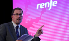 Raúl Blanco, président de Renfe, le 19 juin 2023 à Barcelone ( AFP / LLUIS GENE )