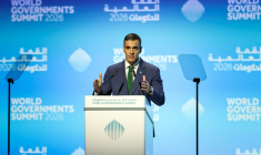 Le Premier ministre espagnol, Pedro Sanchez, au Sommet mondial des gouvernements, à Dubaï, le 3 février 2026 ( AFP / FADEL SENNA )