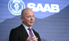 Micael Johansson, PDG de la société Saab, le 9 février 2024 à Stockholm. ( TT News Agency / JESSICA GOW )