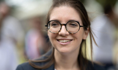 Aurore Bergé à Le Guerno, le 30 juillet 2023. ( AFP / FRED TANNEAU )