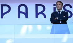 Emmanuel Macron à Saint-Denis, le 10 août 2024. ( AFP / KIRILL KUDRYAVTSEV )