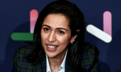 La haute-commissaire à l'Enfance, Sarah El Haïry, le 23 novembre 2025 à Paris ( AFP / Thibaud MORITZ )