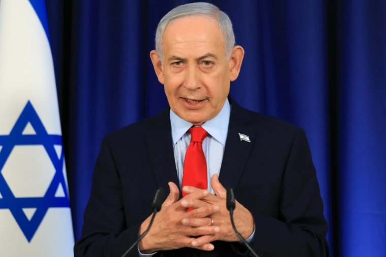 Le Premier ministre israélien Benjamin Netanyahu parle durant une conférence de presse le 19 mars 2026 à Jérusalem ( POOL / Ronen Zvulun )