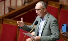 Le député de Gironde Loïc Prud'homme le 16 octobre 2024 à l'Assemblée nationale à Paris ( AFP / Bertrand GUAY )
