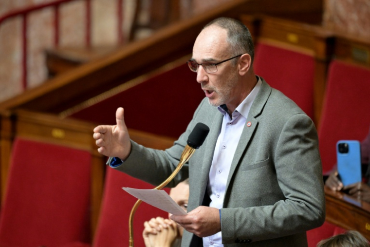 Le député de Gironde Loïc Prud'homme le 16 octobre 2024 à l'Assemblée nationale à Paris ( AFP / Bertrand GUAY )