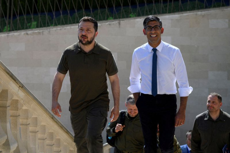 Volodimir Zelensky et Rishi Sunak à Bulboaca, en Moldavie