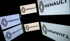 Le logo de la société Renault, le 31 mars 2026 à Toulouse ( AFP / Lionel BONAVENTURE )