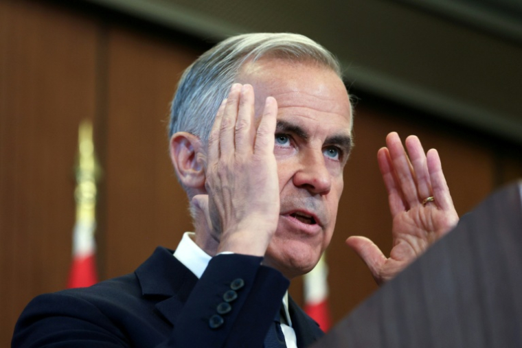 Le Premier ministre canadien Mark Carney lors d'une conférence de presse à Ottawa le 22 août 2026 ( AFP / Dave Chan )