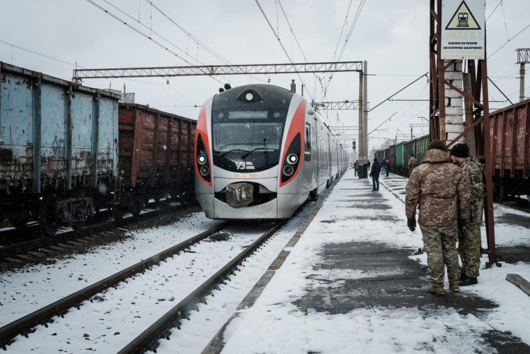 Un train, en gare de Kramatorsk (Ukraine), en février 2023 ( AFP / YASUYOSHI CHIBA )