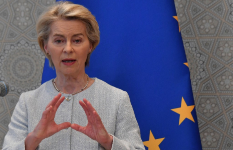 Ursula von der Leyen, le 4 avril 2025, à Samarcande ( AFP / VYACHESLAV OSELEDKO )