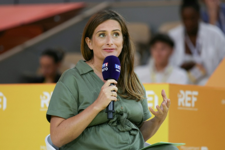 Marine Tondelier, candidate écologiste à l'élection présidentielle, à l'université d'été du Medef, Paris, le 27 août 2026 ( AFP / Thomas SAMSON )