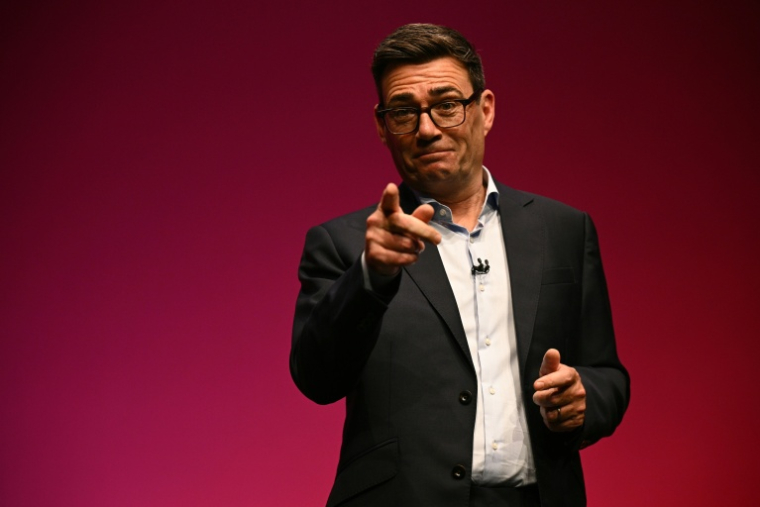 Le Premier ministre britannique, Andy Burnham, lors de son discours au troisième jour du congrès annuel du parti travailliste à Liverpool, en Angleterre, le 29 septembre 2026 ( AFP / Oli SCARFF )