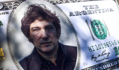 Un faux dollar américain avec Javier Milei durant la campagne électorale