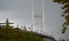 Le nouveau pont reliant la Chine et la Corée du Nord, le 15 octore 2026 à Dandong, dans la province du Liaoning ( AFP / Michael ZHANG )