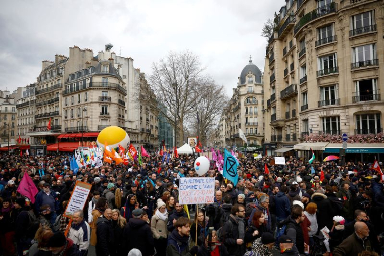 Manifestation contre le projet de réforme des retraites du gouvernement français à Paris