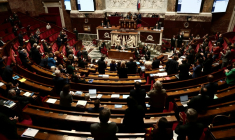 Des députés participent à une session consacrée au budget de la sécurité sociale française (PLFSS) pour 2026, à l'Assemblée nationale, à Paris, le 5 novembre 2025 ( AFP / Thibaud MORITZ )